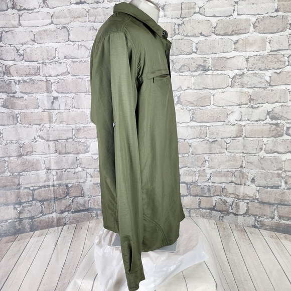 Eddie Bauer Sport Long Sleeve Button Front  Shirt Back Vent Olive Green XLTall - Picture 7 of 15